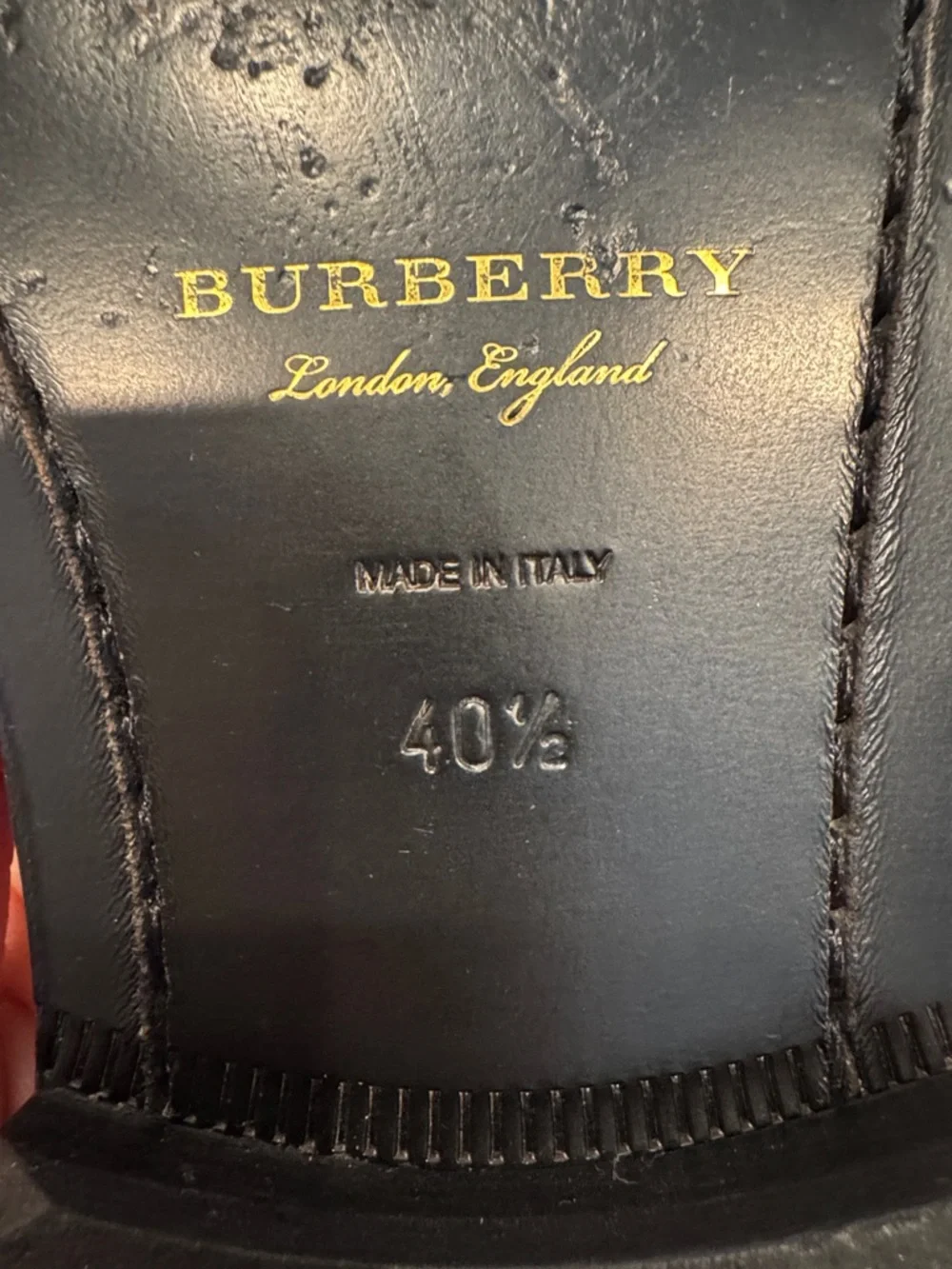 Burberry Navy Leather Slip-On Loafers with Green Fringe - Picture 6 of 6